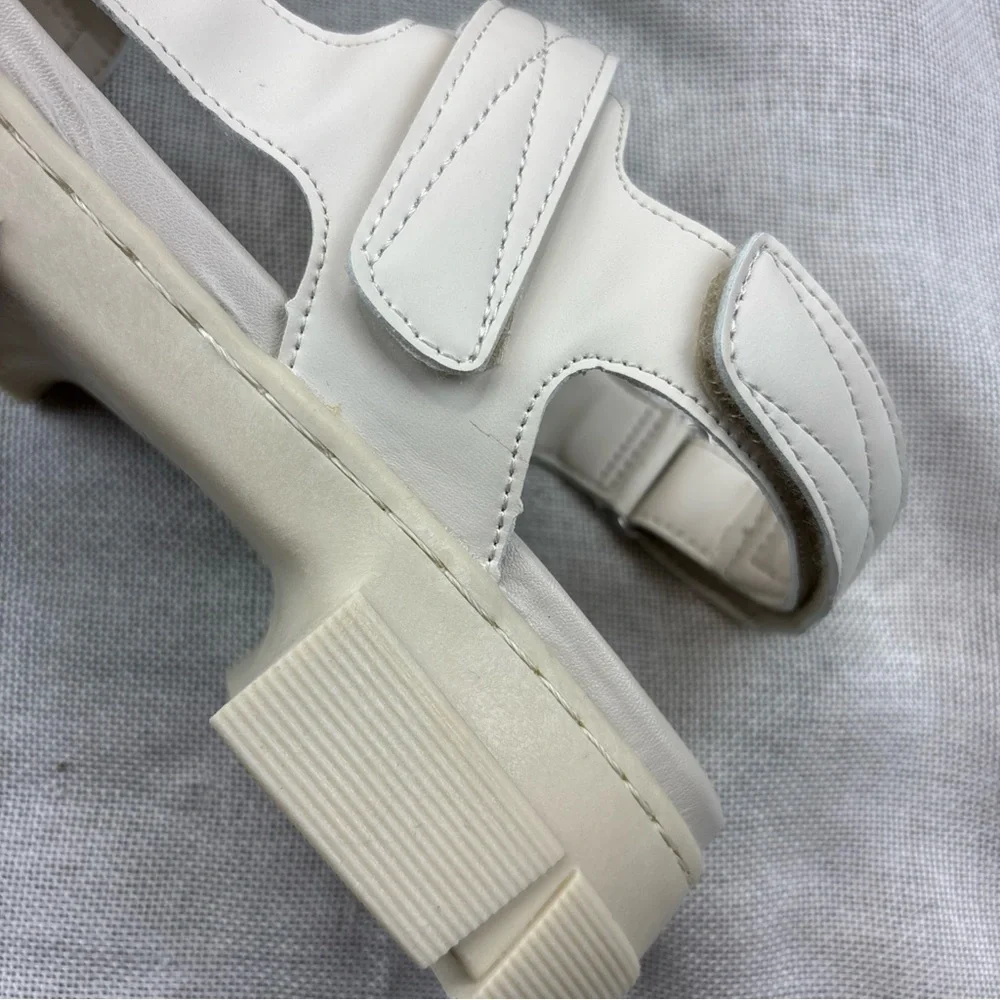AQUA COLLEGE Womens Ivory Hux Round Toe Platform Slingback Sandal 10 M